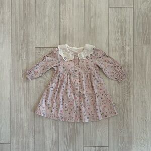 Floral Long Sleeve Dress with White Collar